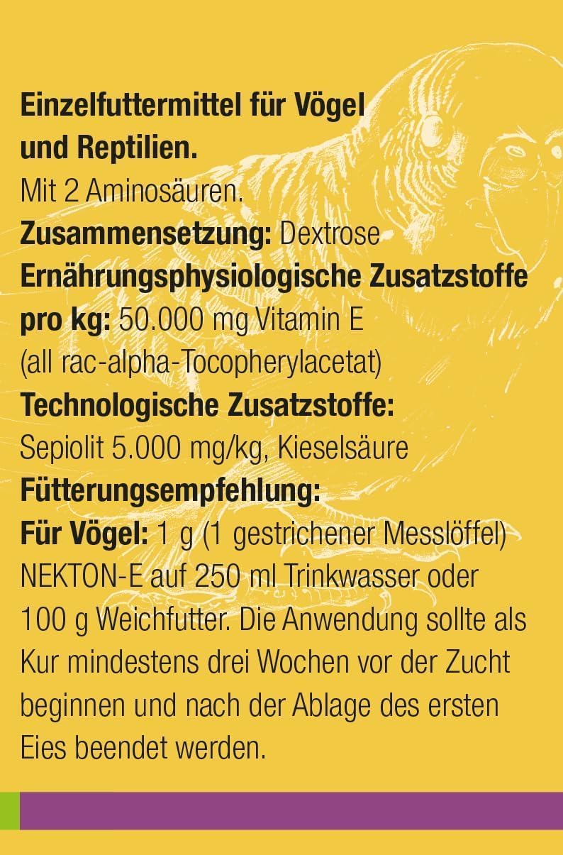 NEKTON-E | Vitamin-E-Präparat zur Zucht für Vögel und Reptilien | Made in Germany (600g)