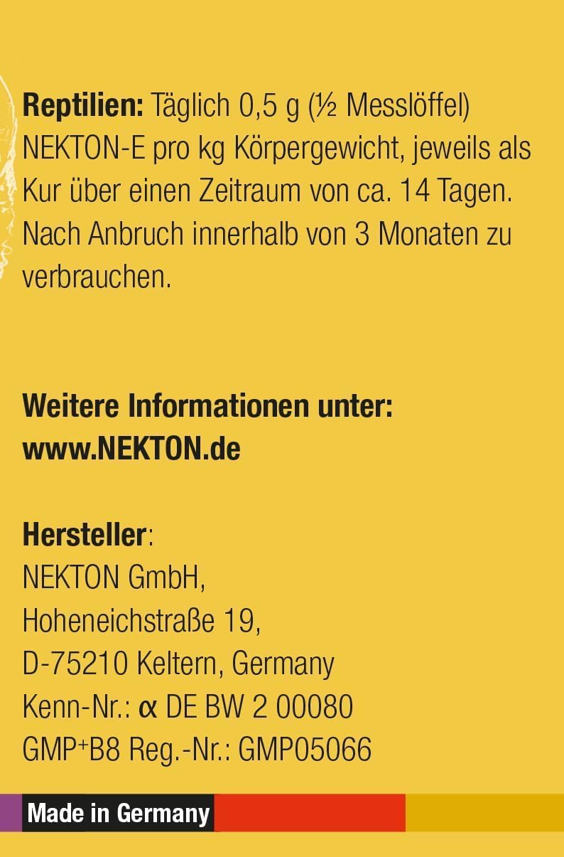 NEKTON-E | Vitamin-E-Präparat zur Zucht für Vögel und Reptilien | Made in Germany (600g)