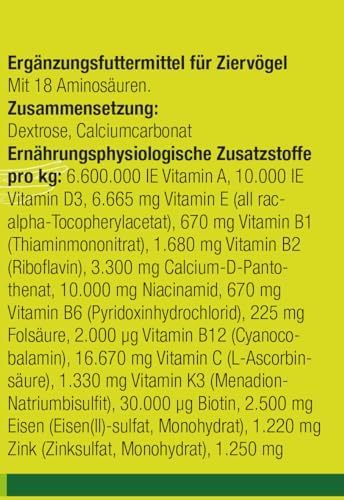 NEKTON-S | Multivitaminpräparat für Vögel | Vitamine, Aminosäuren, Mineralstoffe und Spurenelemente | Made in Germany (700g)