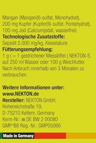 NEKTON-S | Multivitaminpräparat für Vögel | Vitamine, Aminosäuren, Mineralstoffe und Spurenelemente | Made in Germany (700g)